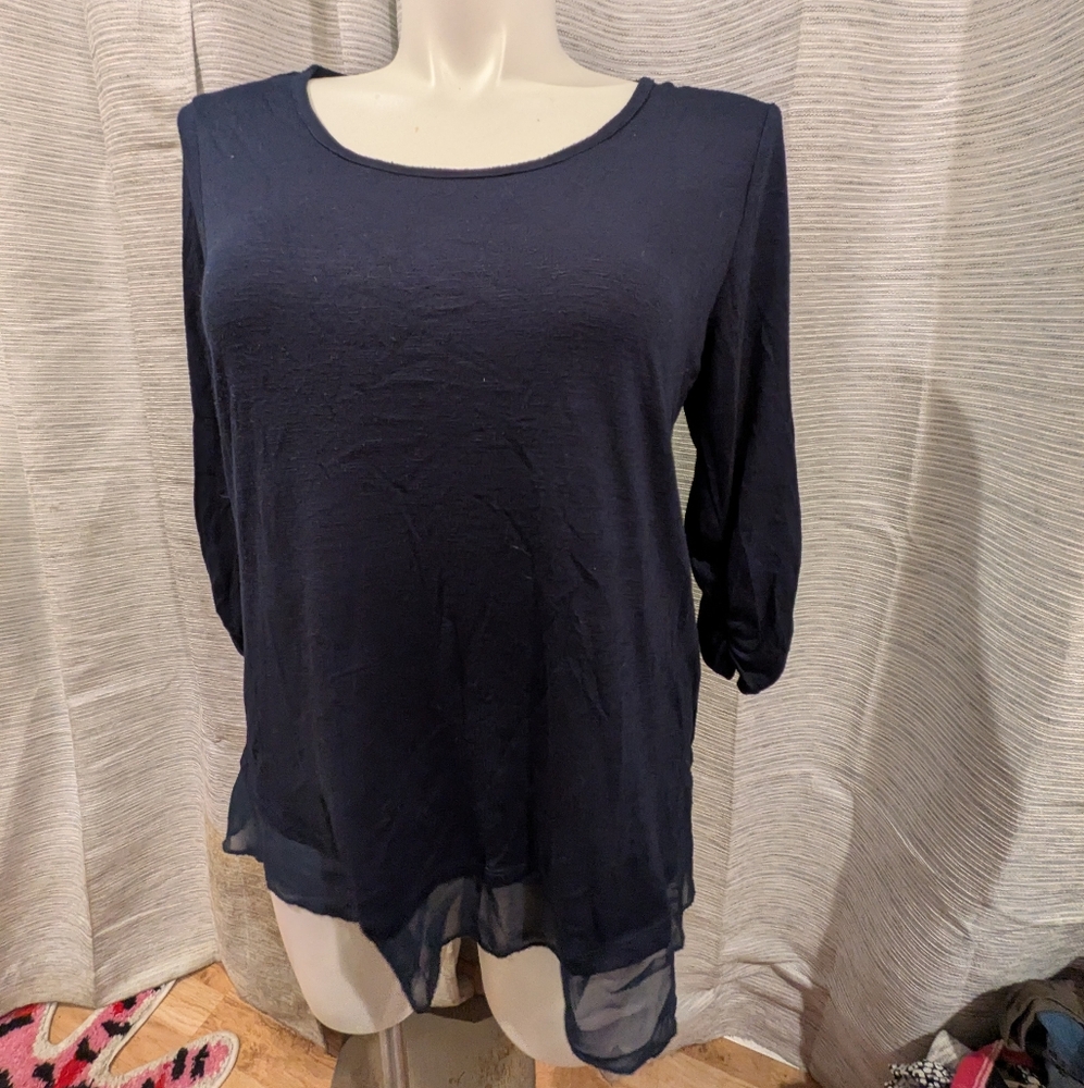 Style & Co. Navy Blue Women's Top - L